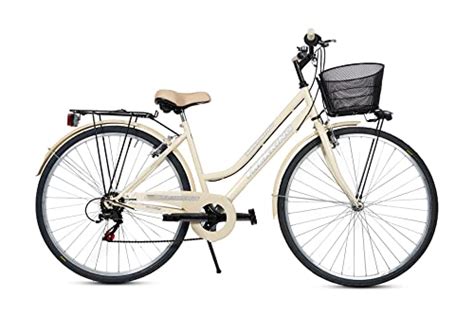 Bicicletta da città con cestino anteriore e ciclista sorridente