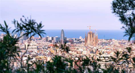 panorama di Barcellona e derivate percorsi su due ruote