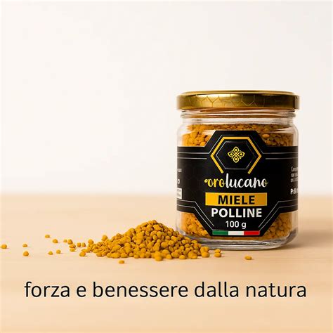 Illustrazione di diverse modalità di consumo del polline: in uno yogurt, in un frullato, in un bicchiere d'acqua