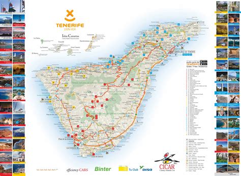 Mappa di Tenerife con percorsi ciclabili