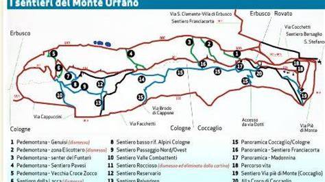 mappa delle pendici e sentieri del Monte Orfano
