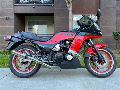 Kawasaki GPz750 Turbo rear view with short mufflers