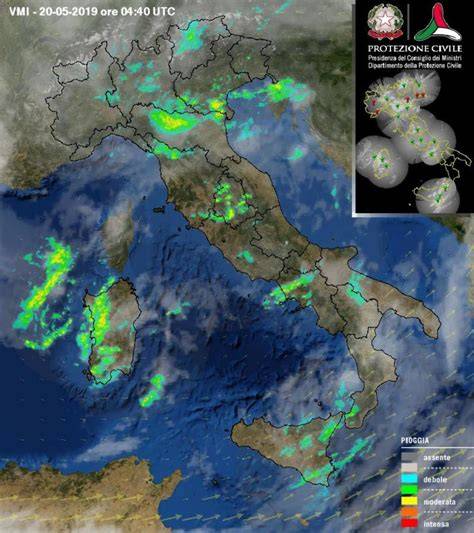 Immagine radar meteo e segnalazioni temporali