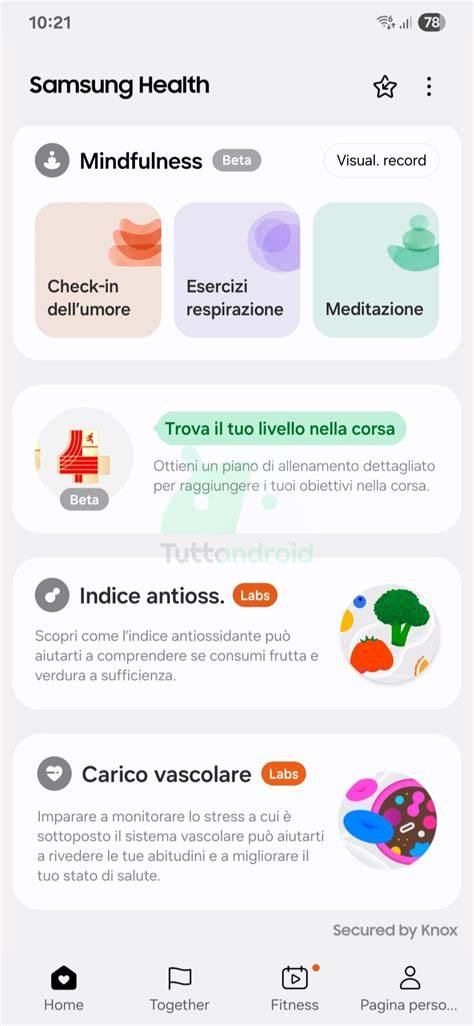 grafico comparativo tra funzioni Samsung Health