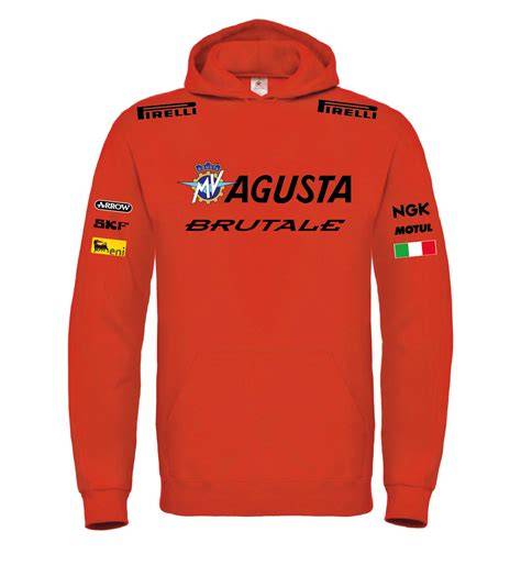 abbigliamento mv agusta felpa nero e rosso