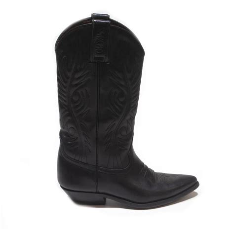 stivali da cowboy per motociclisti in pelle nera