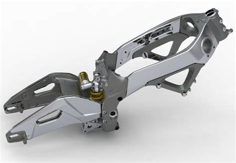 Telaio a doppia trave in alluminio di una moto sportiva