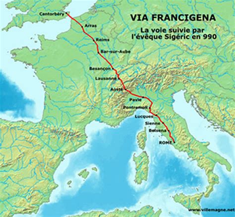 Mappa della Via Francigena con punti di interesse cicloturistico