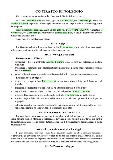 Contratto di noleggio bicicletta