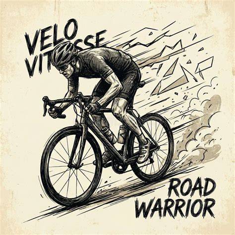 illustrazione ciclista rosso dinamica