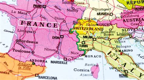 Mappa della frontiera tra Italia e Francia