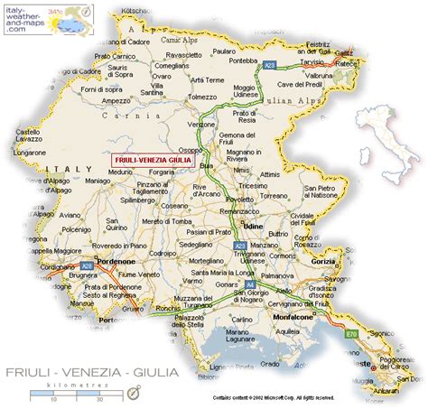 Mappa del Friuli Venezia Giulia con evidenziate aree per l'enduro
