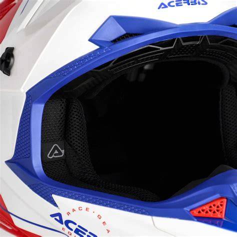 Casco offroad aerodinamico bianco blu