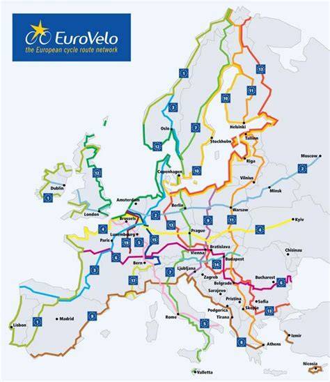 mappa itinerari cicloturismo europeo