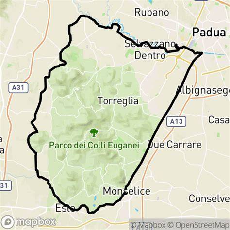 mapa con percorsi bici Albinea colli