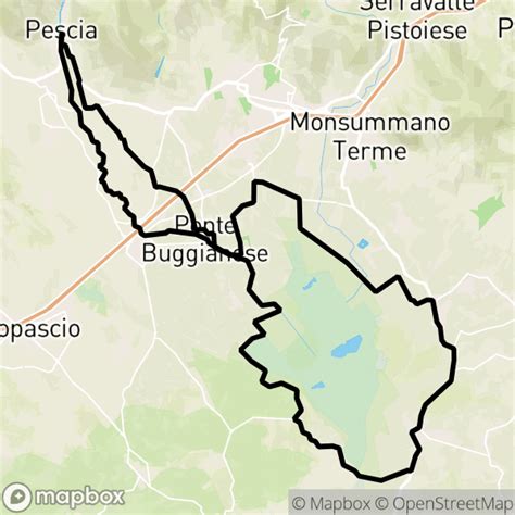 Mappa dei percorsi ciclabili intorno al Padule di Fucecchio e alle Cerbaie