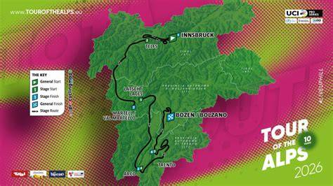 Mappa percorso Tour of the Alps 2026