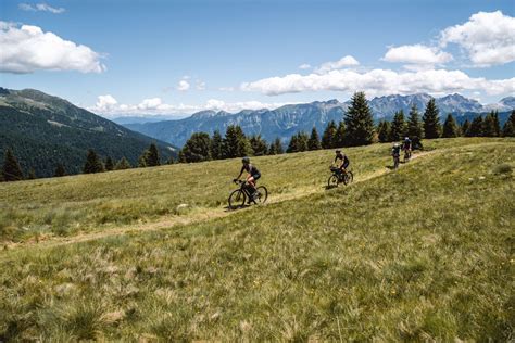 Panorama alpino con ciclisti