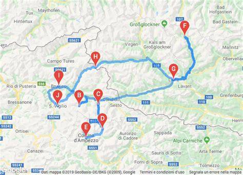 mappa itinerari moto Dolomiti