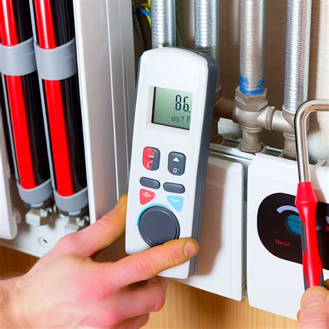 Tecnico che controlla caldaia