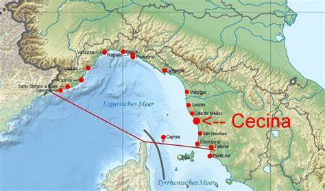 mappa delle stazioni di Cecina e dintorni