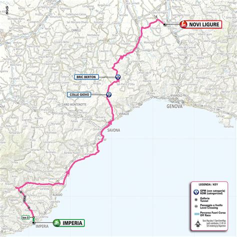 mappa percorso tappa Imperia Novi Ligure