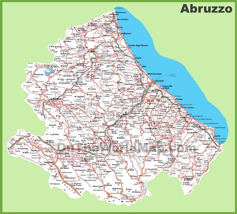 Mappa dell'Abruzzo con evidenziate le città delle squadre