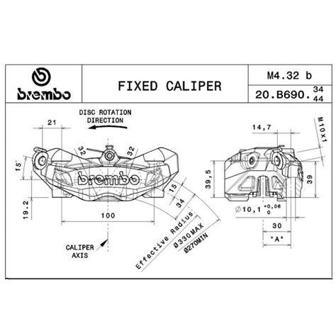 Schema di pinza Brembo 30mm e posizionamento interasse
