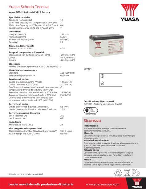 batteria Yuasa Nevada Club specifiche