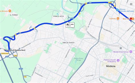Mappa stradale che indica l'uscita Modena Nord e le vie per raggiungere il negozio
