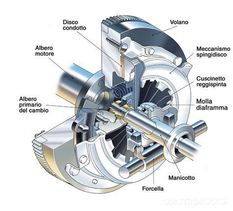 Diagramma che illustra il funzionamento di una frizione centrifuga regolabile