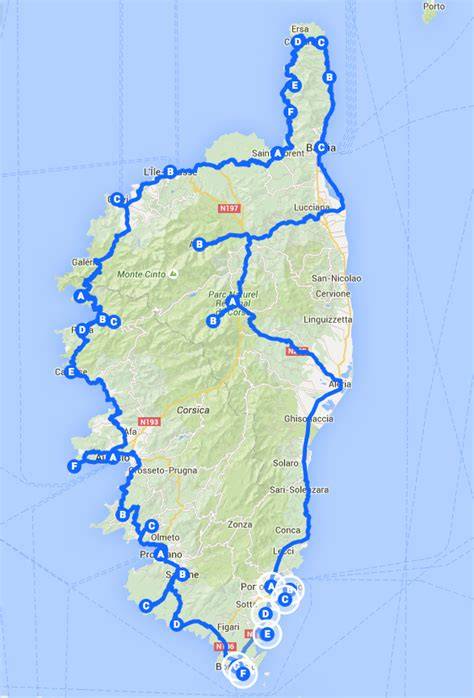 mappa itinerario Corsica da Firenze