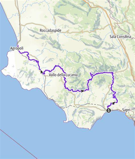 mappa percorso costiero Cilento