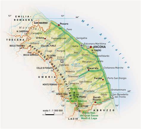 mappa delle gravel no-traffic nelle Marche