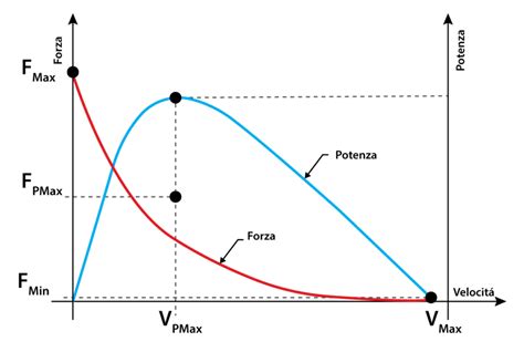 Grafico che illustra la relazione tra Forza, Velocità e Potenza