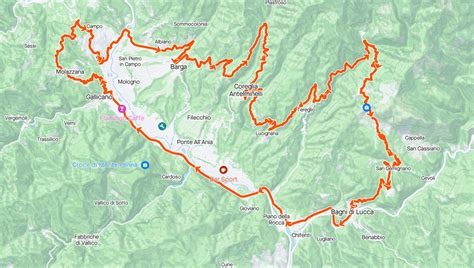 Mappa stilizzata dei percorsi di una granfondo