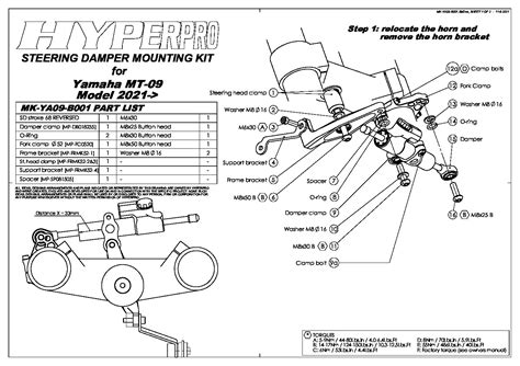 Schema di montaggio ammortizzatore di sterzo Hyperpro