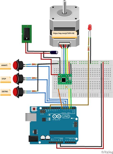 Schema di collegamento di un motore passo-passo con Arduino e ULN2003A